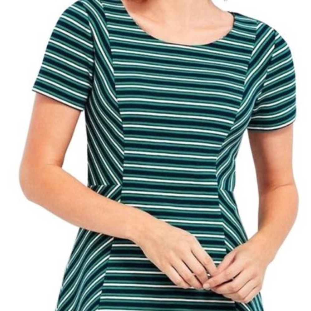 Talbots Green, White, And Black Short Sleeve Dress Size‎ M